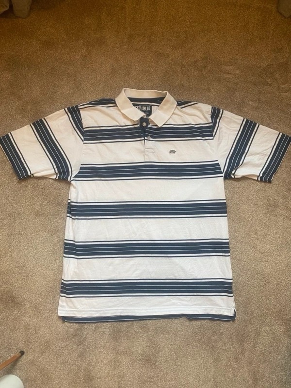 Classic Striped Polo Shirt in Navy and White by Tommy Hilfiger